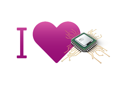 Herz neben Elektrochip