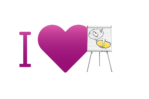 Herz neben Flip-Chart