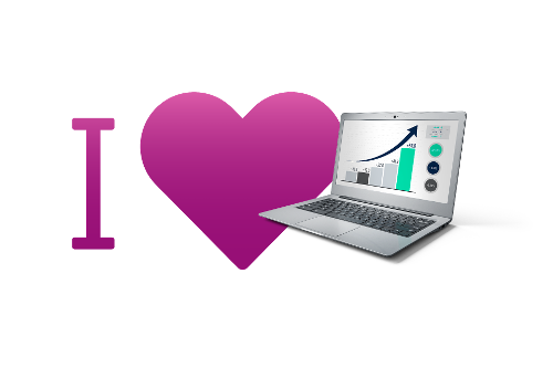 Herz neben Laptop
