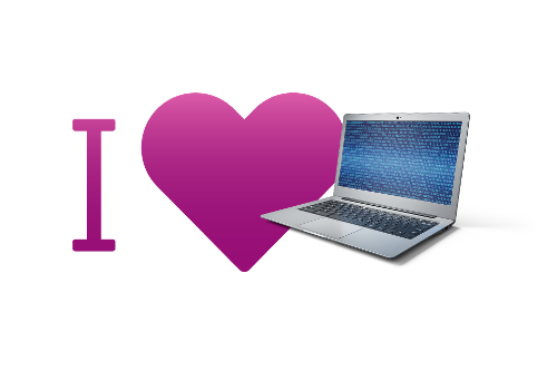 Herz neben Laptop