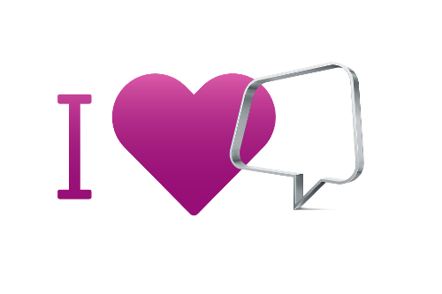 Herz neben Sprechblase