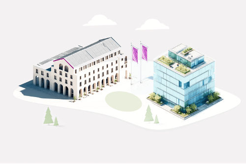 Illustration eines Bankgebäudes