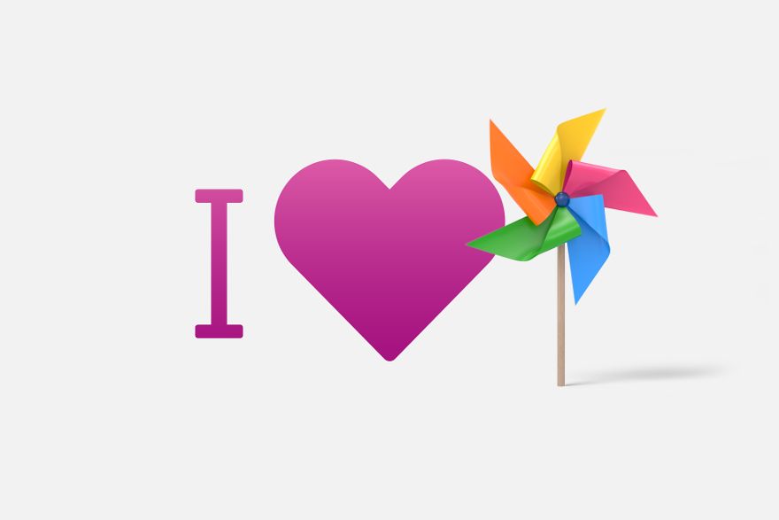 I-love-Schriftzug mit buntem Windrad