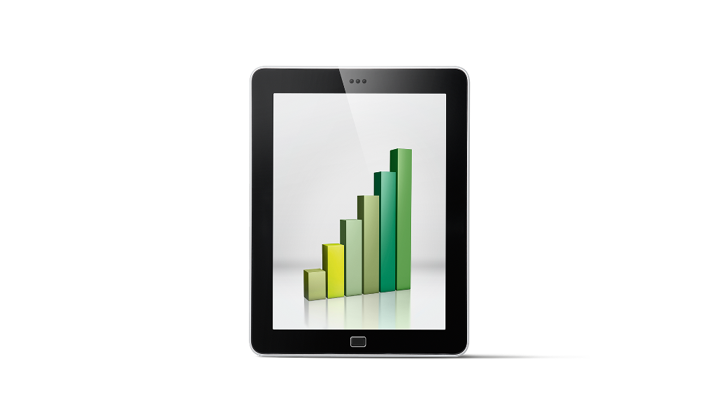 Balkendiagramm auf Tablet als Modell