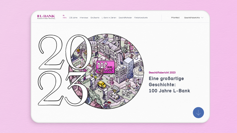 Ein Screenshot der Website zum Geschäftsbericht 2023.