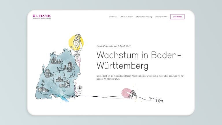 Ein Screenshot der Website zum Geschäftsbericht 2019.