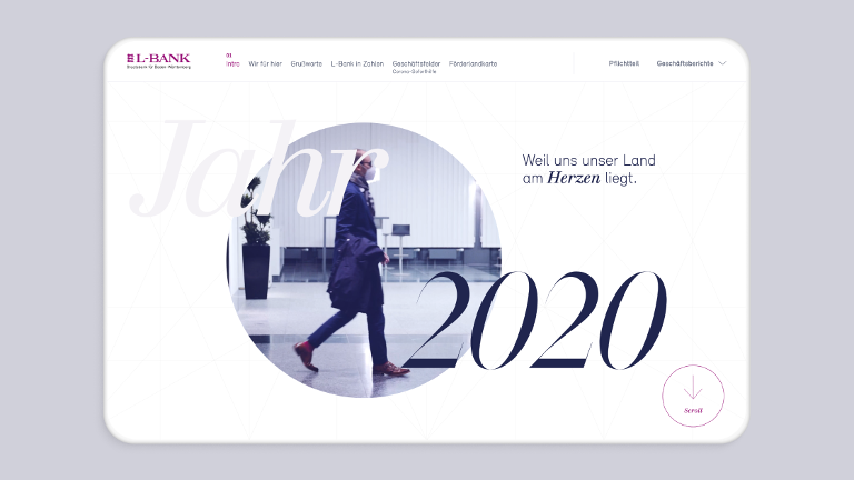 Ein Screenshot der Website zum Geschäftsbericht 2020.