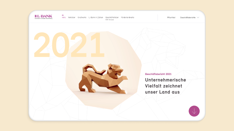 Ein Screenshot der Website zum Geschäftsbericht 2021.